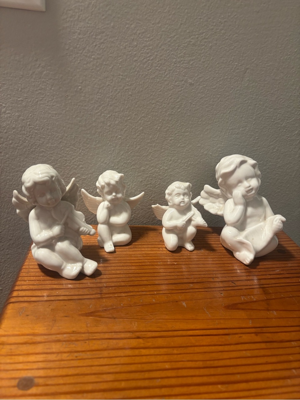 White Ceramic Cherub Angel Figurine Set - Lot of 4
